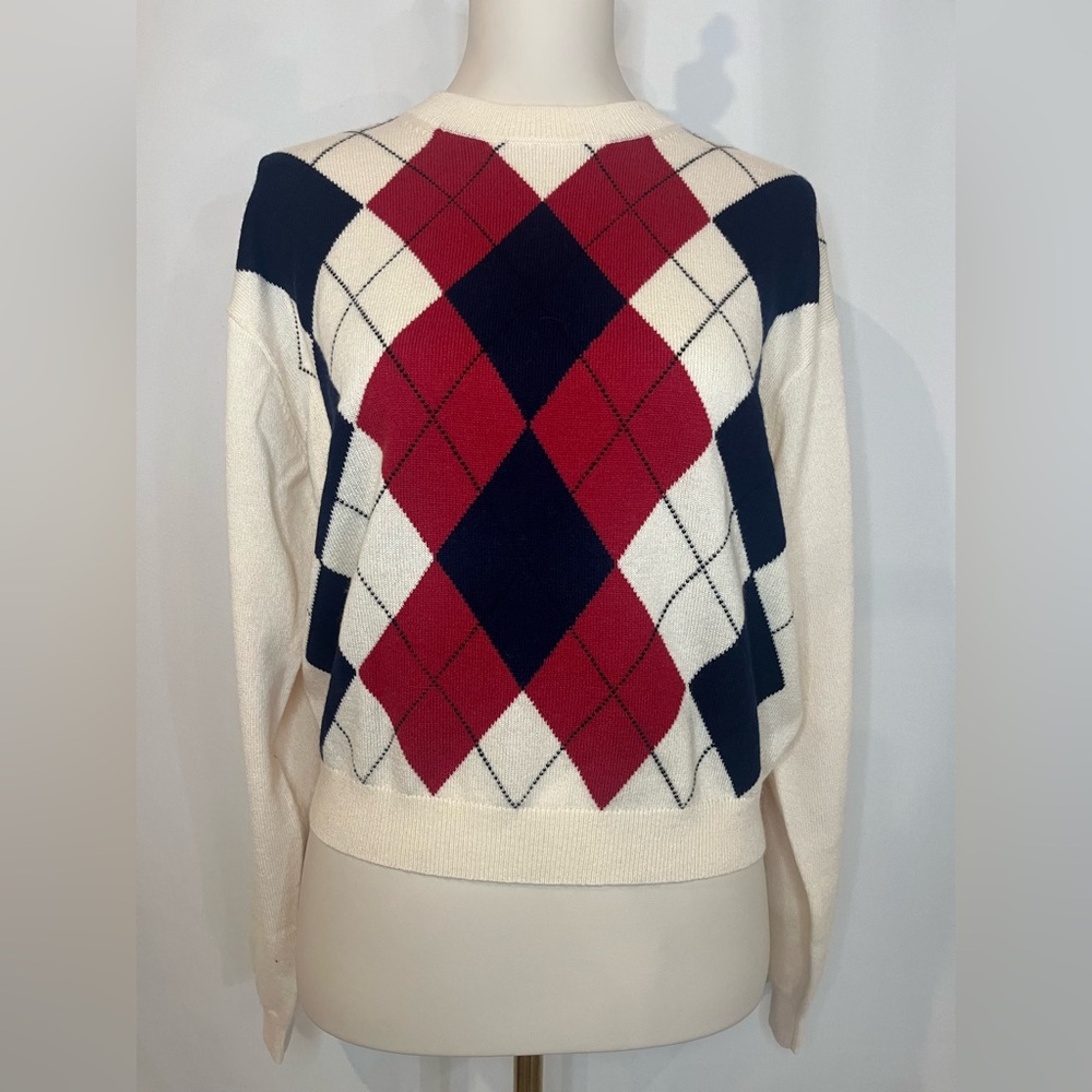 J.Crew Perfect cashmere crewneck sweater in argyle - Picture 7 of 9